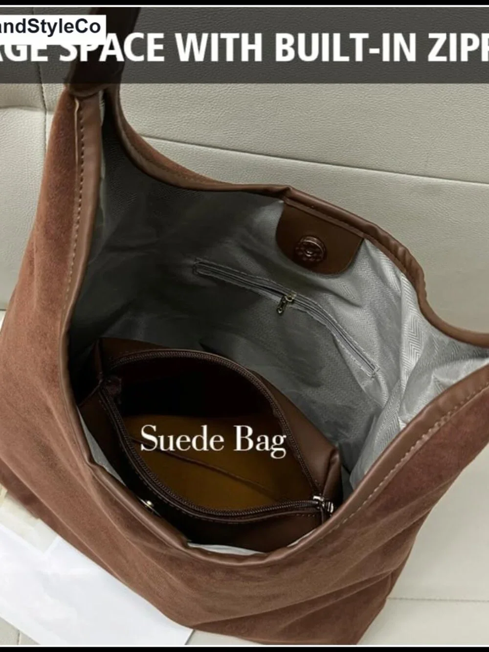 MAOILY Women's Faux Suede Tote Bag Large Capacity Magnetic Closure Shoulder
